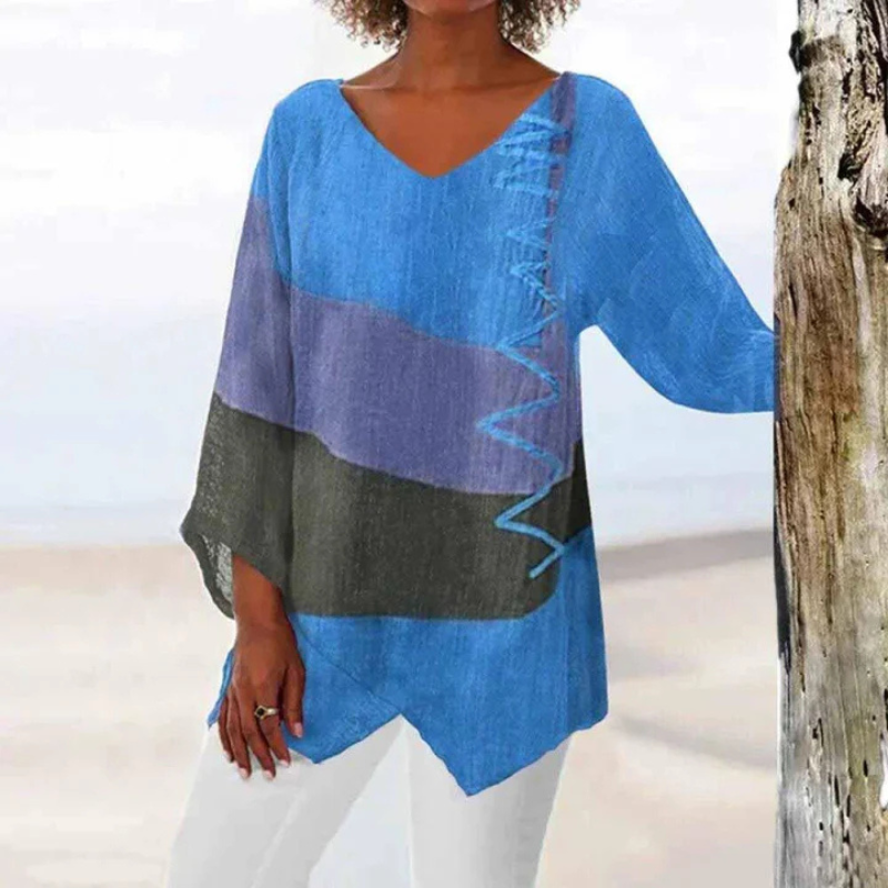 Clara | Women's Color Block V-Neck Tunic Top
