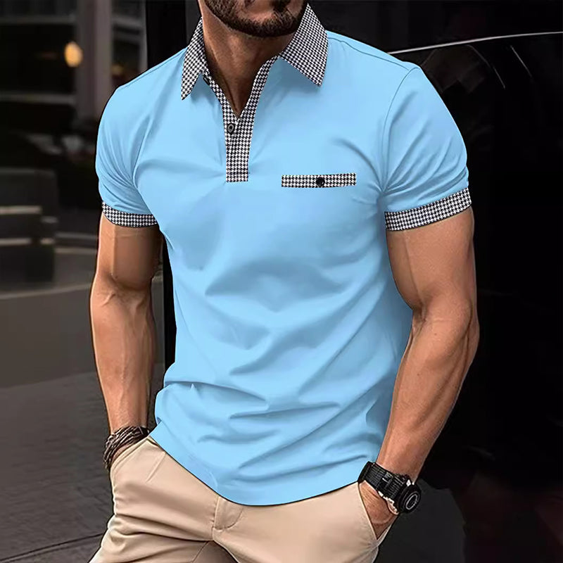 Ryan | Men's Checkered Detail Polo Shirt