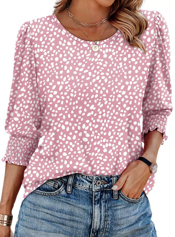 Mia | Women's Printed Round Neck Blouse