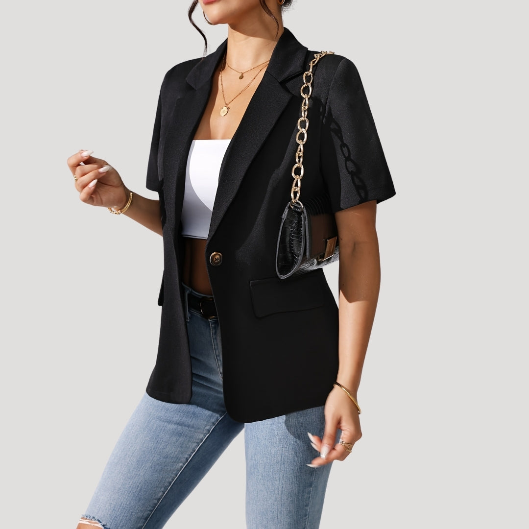 Nora | Women's Short Sleeve Structured Blazer Jacket