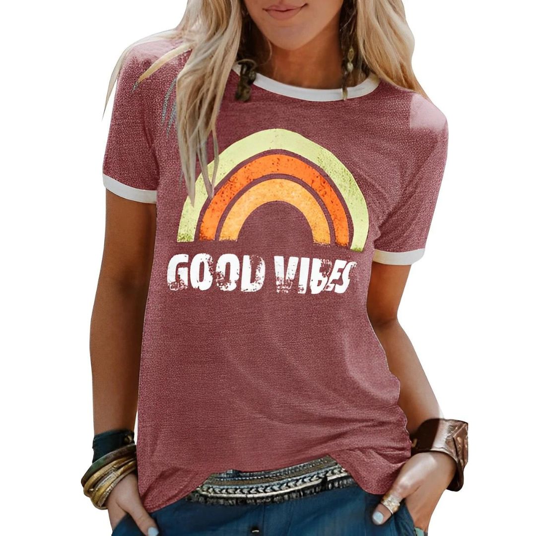 Chloe | Women's Printed Round Neck Short Sleeve T-Shirt
