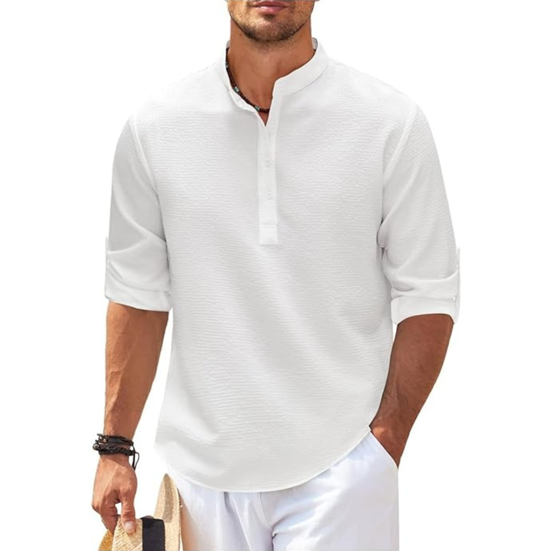 Owen | Men's Half Button Stand Collar Shirt