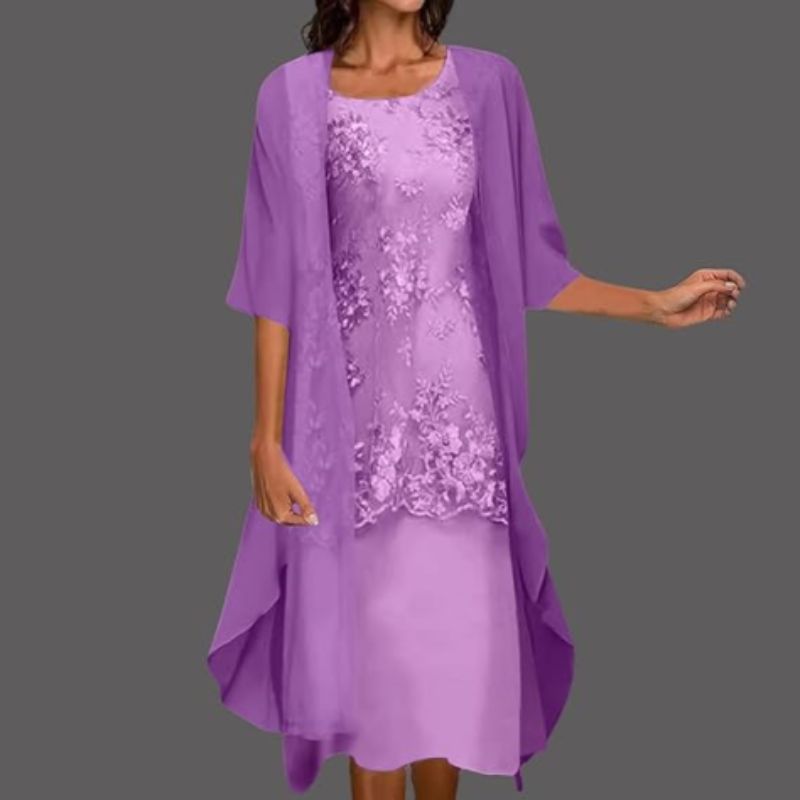 Seraphina | Women's Lace Overlay Dress & Sheer Cardigan Set