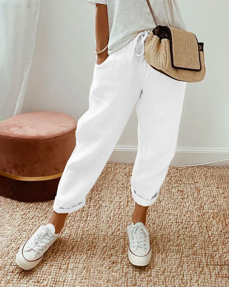Sofia | Women's Drawstring Linen Pants