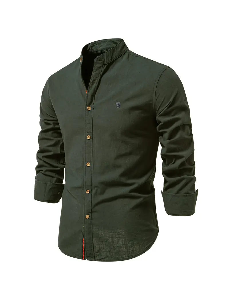 Ethan | Men's Mandarin Collar Button-Down Shirt