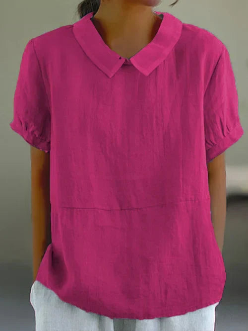 Lena | Women's Collared Short Sleeve Casual Blouse