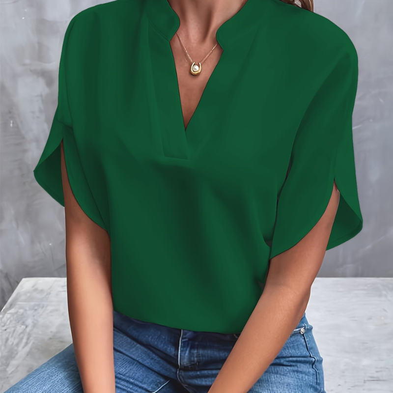 Chloe | Women's Short Sleeve V-Neck Classic Blouse
