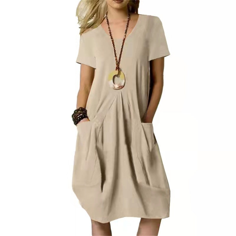 Amelia | Women's Short-Sleeve Pocket Swing Dress