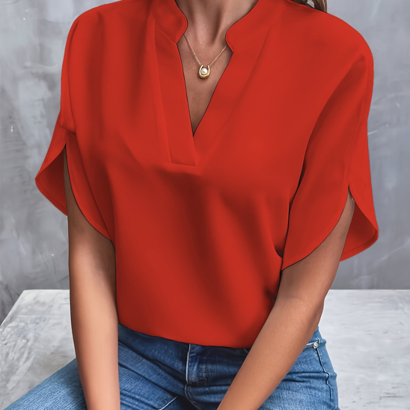Chloe | Women's Short Sleeve V-Neck Classic Blouse