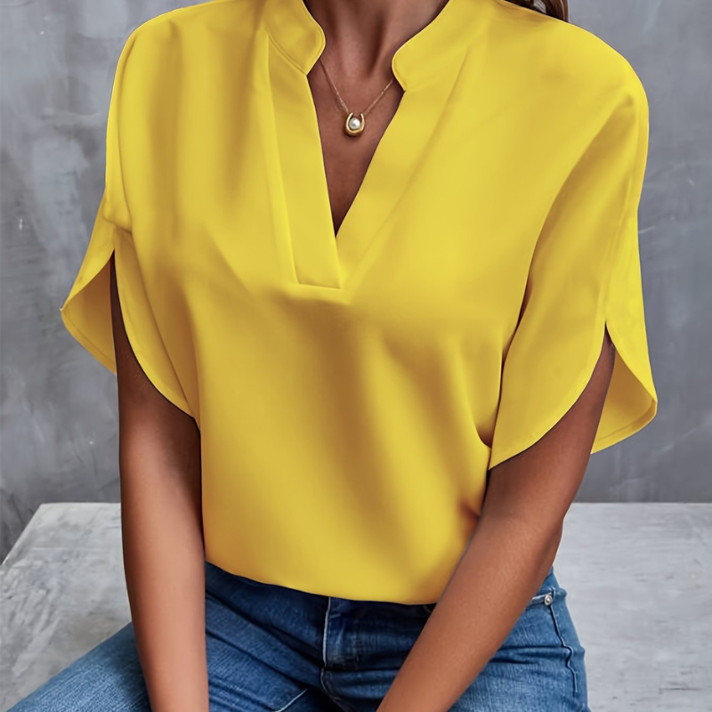 Chloe | Women's Short Sleeve V-Neck Classic Blouse
