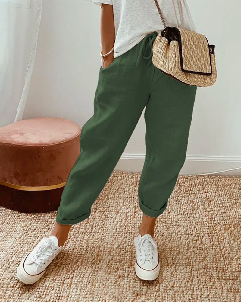 Sofia | Women's Drawstring Linen Pants