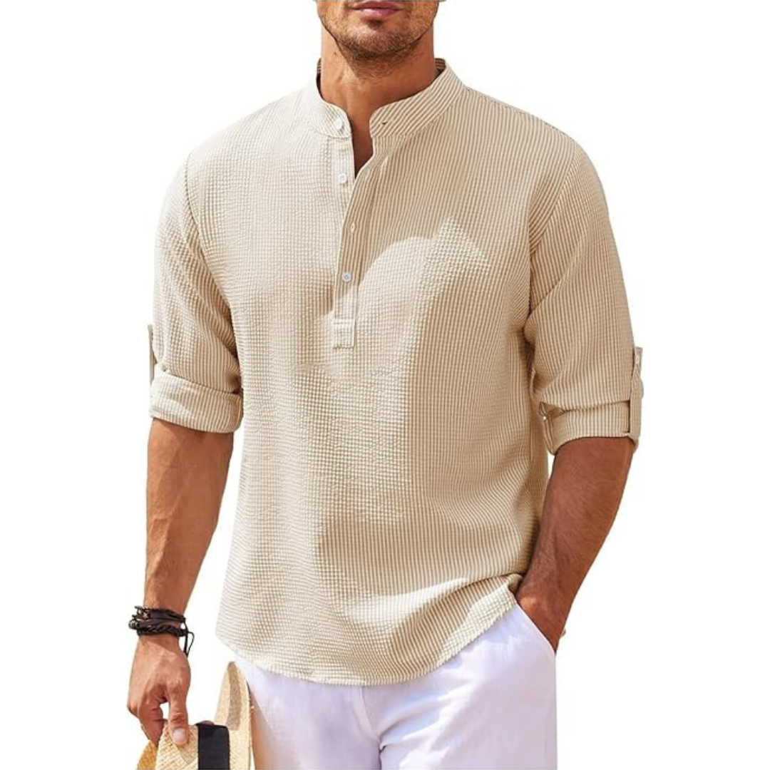 Owen | Men's Half Button Stand Collar Shirt