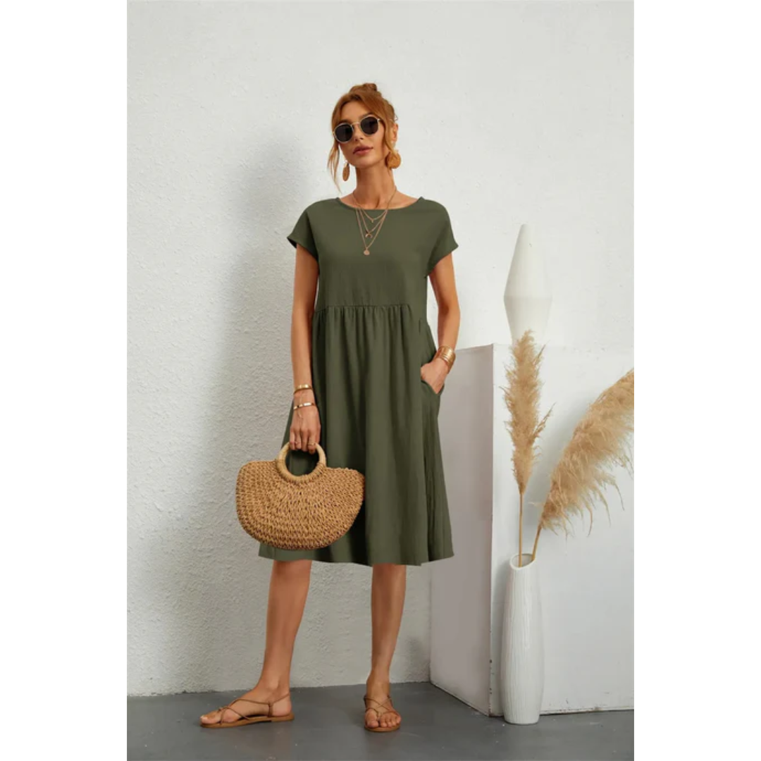 Sophie | Women's Cap Sleeve A-Line Midi Dress