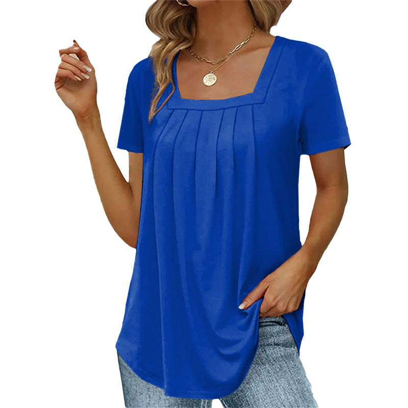 Clara | Women's Square Neck Pleated Blouse