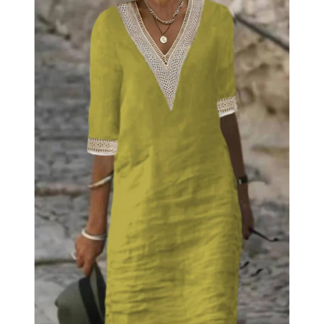 Sienna | Women's Lace Trim V-Neck Mini Dress