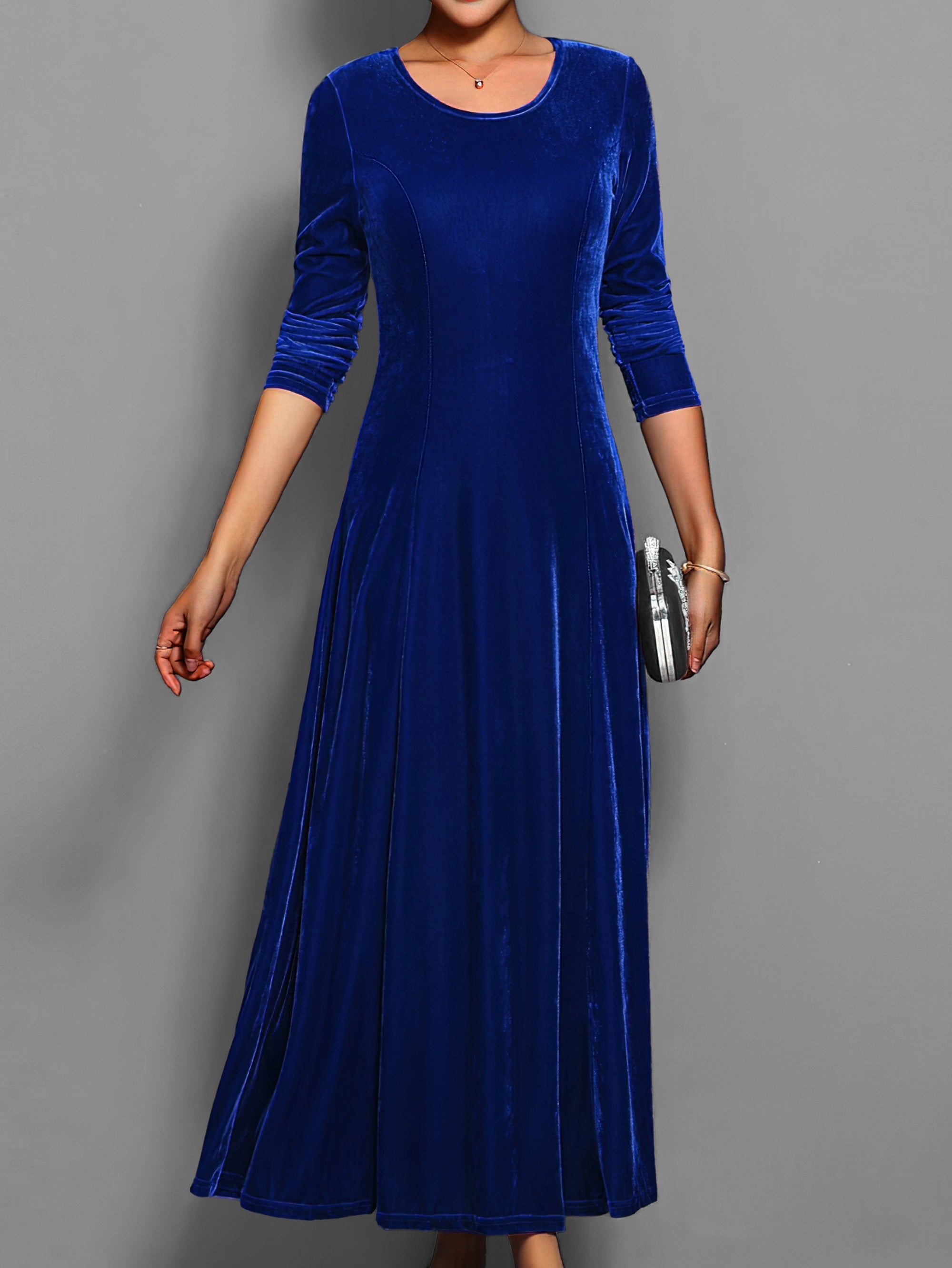 Isabella | Women's Long Sleeve Velvet Evening Maxi Dress