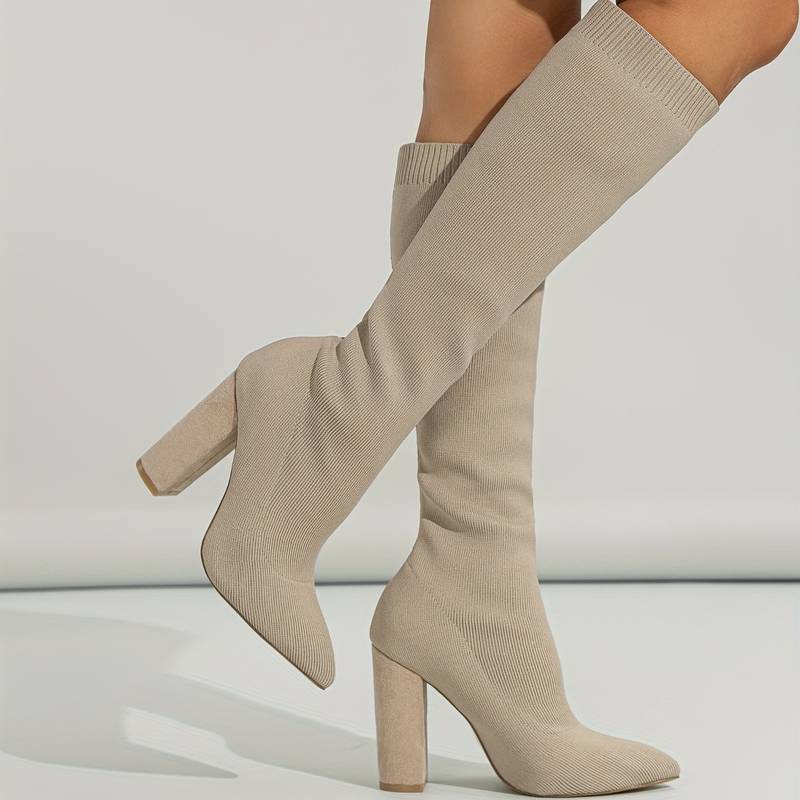 Isla | Women's Ribbed Knit Knee-High Boots