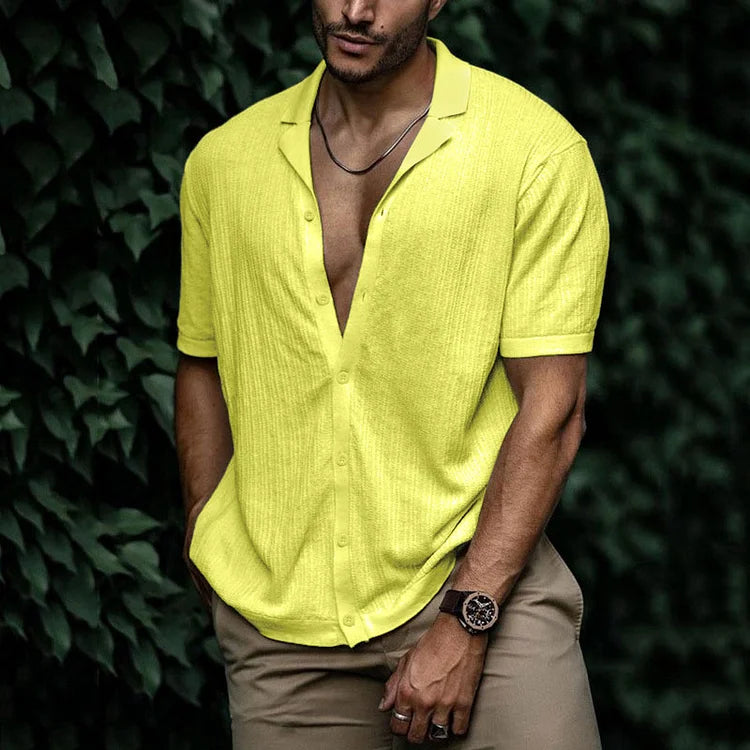 Diego | Men's Cuban Collar Button Down Shirt