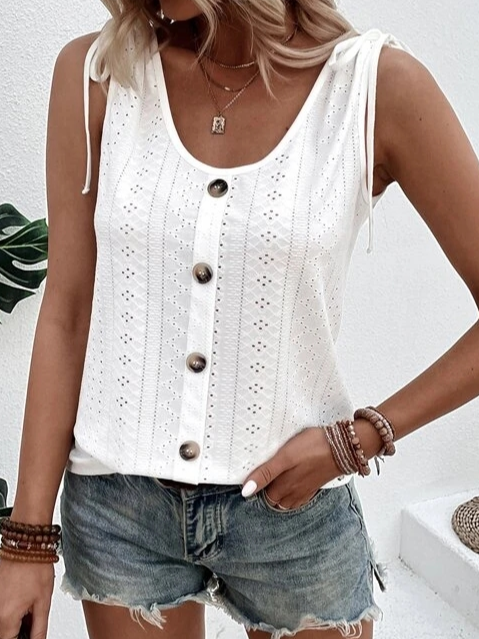 Luna | Women's Sleeveless Button Front Tank Top