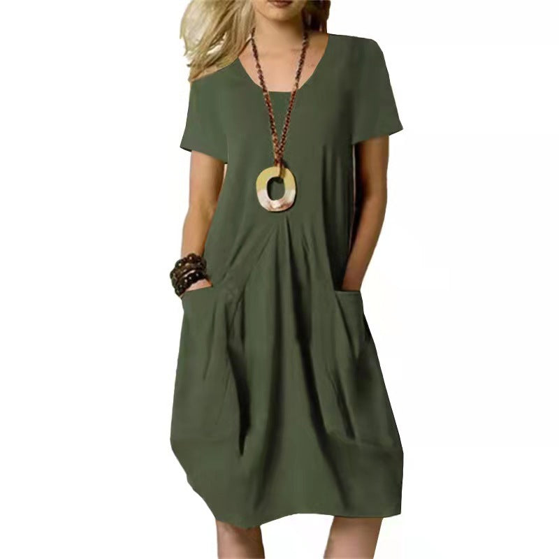 Amelia | Women's Short-Sleeve Pocket Swing Dress