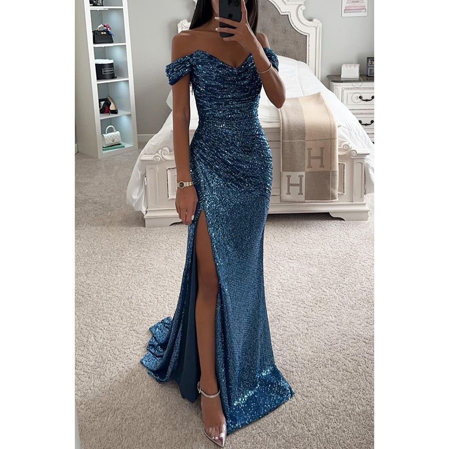 Gabriella | Women's Off-Shoulder High Slit Maxi Dress