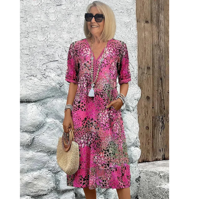Harper | Women's Loose Fit 3/4 Sleeve Midi Dress