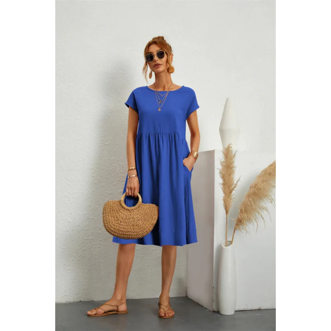 Molly | Women's Short Sleeve Midi Dress With Pockets