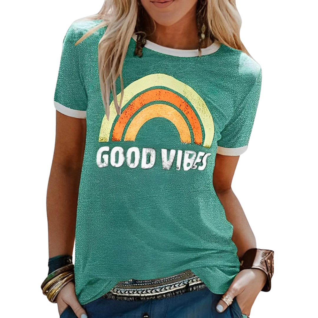 Lena | Women's Retro Rainbow Graphic T-Shirt