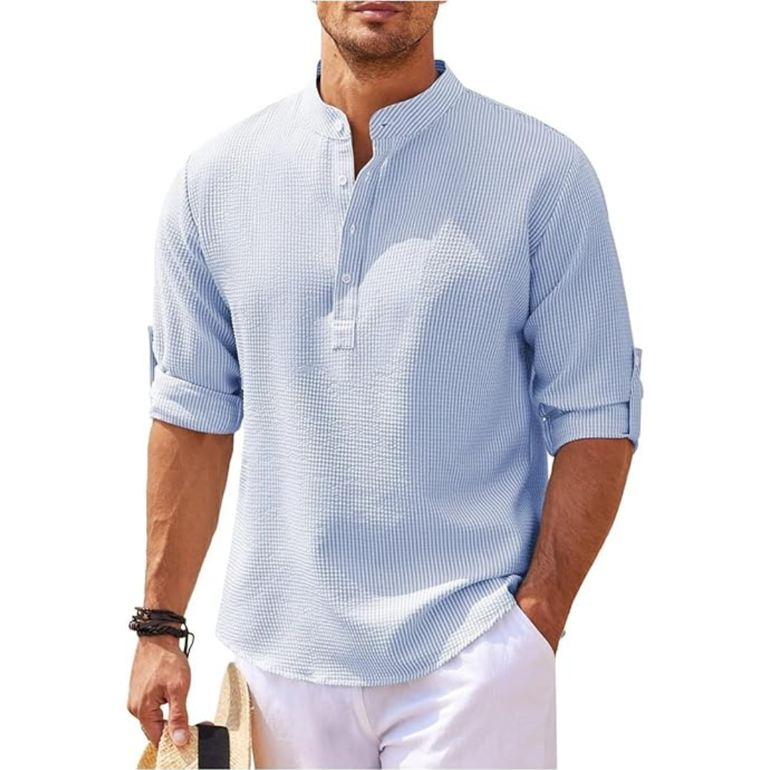 Owen | Men's Half Button Stand Collar Shirt