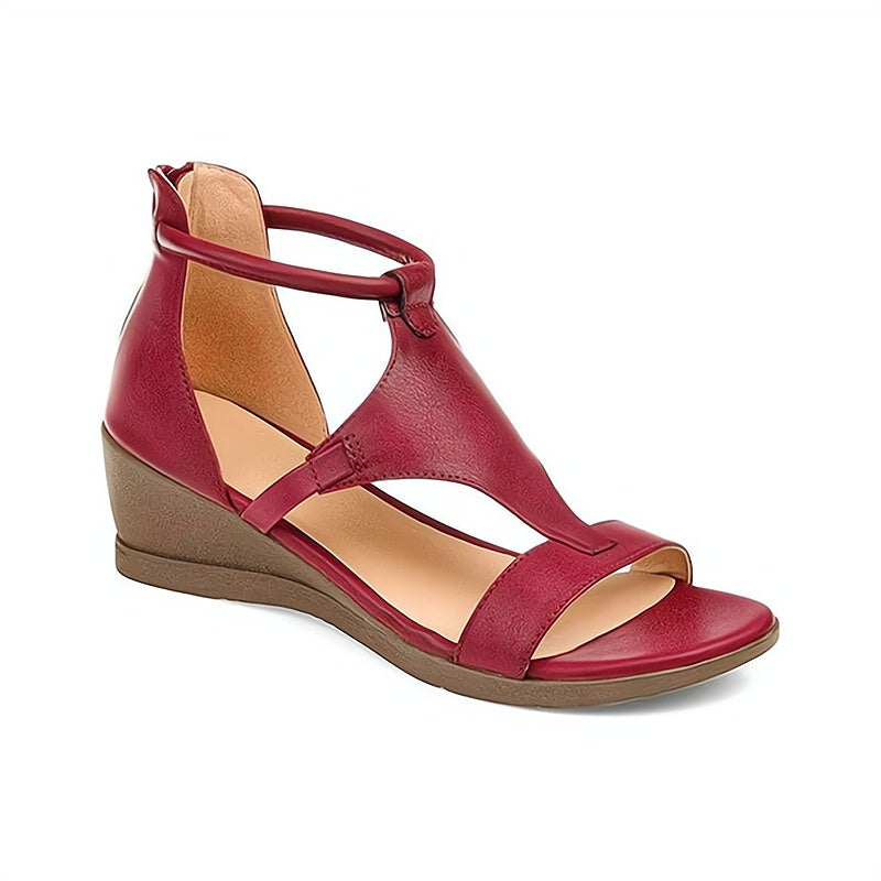 Nadia | Women's T-Strap Comfort Wedge Sandals