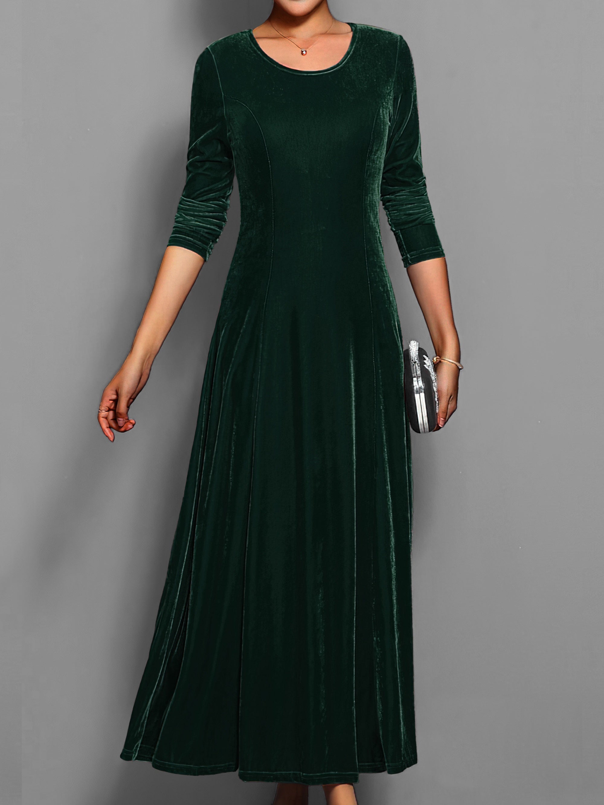 Isabella | Women's Long Sleeve Velvet Evening Maxi Dress