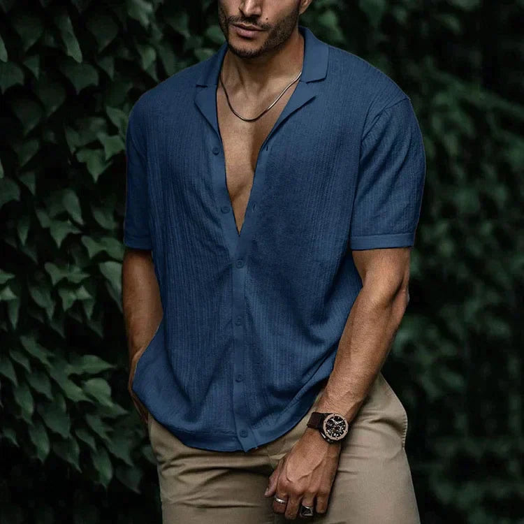 Diego | Men's Cuban Collar Button Down Shirt