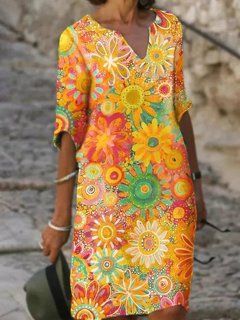 Ivy | Women's Floral Print V-Neck Dress