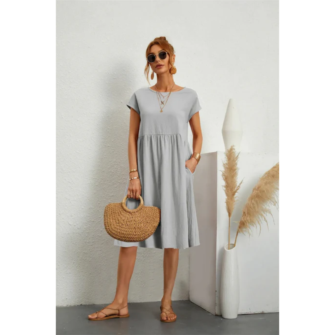 Molly | Women's Short Sleeve Midi Dress With Pockets