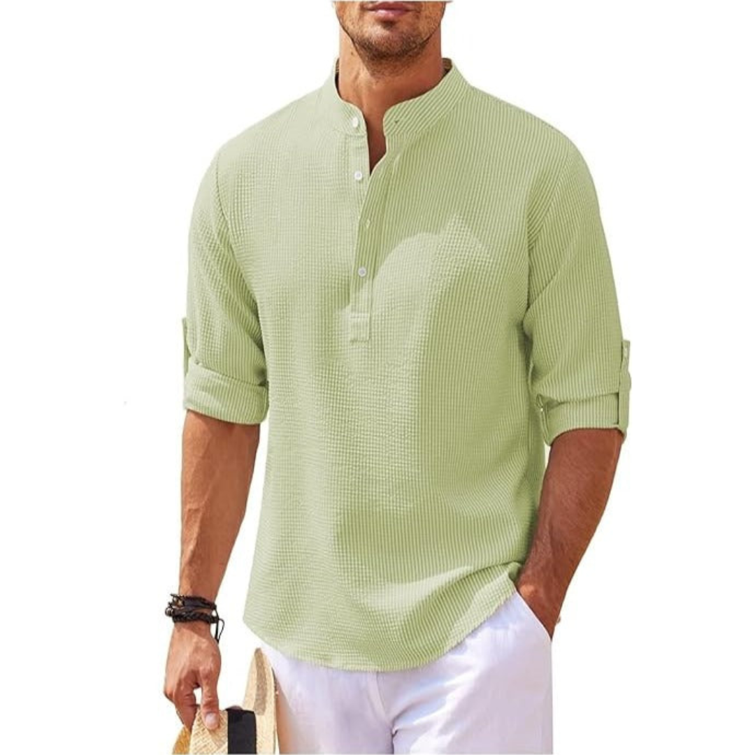 Owen | Men's Half Button Stand Collar Shirt