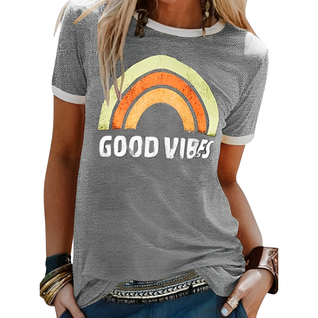 Lena | Women's Retro Rainbow Graphic T-Shirt