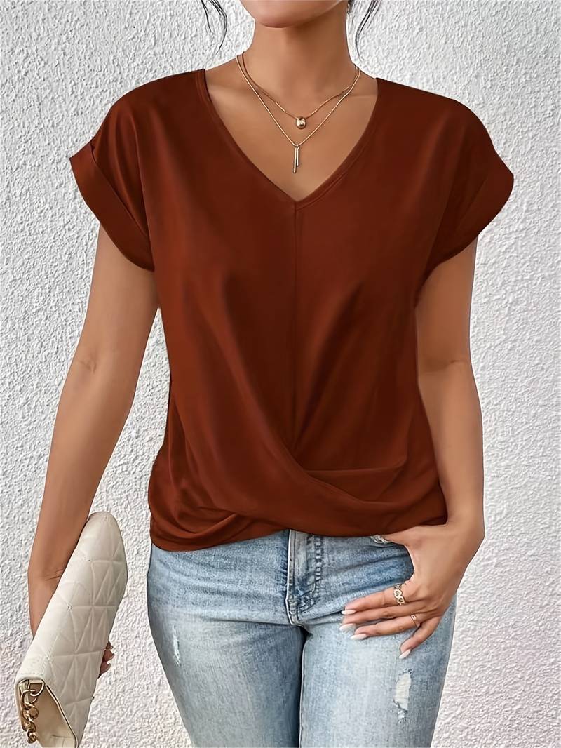 Maya | Women's V Neck Short Sleeve Summer Top