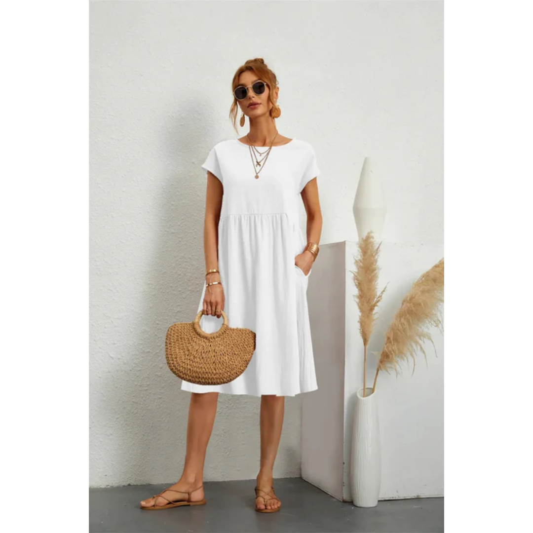 Molly | Women's Short Sleeve Midi Dress With Pockets