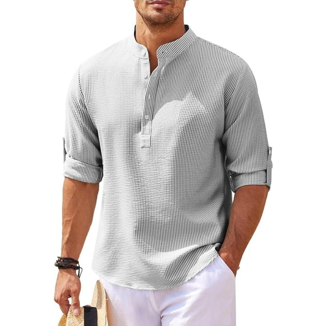Owen | Men's Half Button Stand Collar Shirt