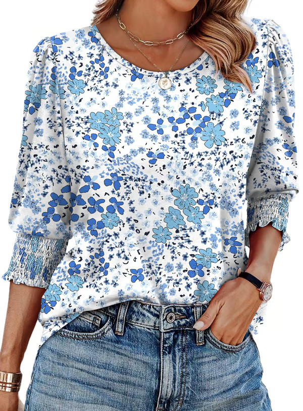 Mia | Women's Printed Round Neck Blouse