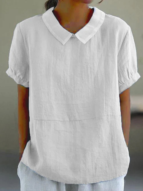 Lena | Women's Collared Short Sleeve Casual Blouse