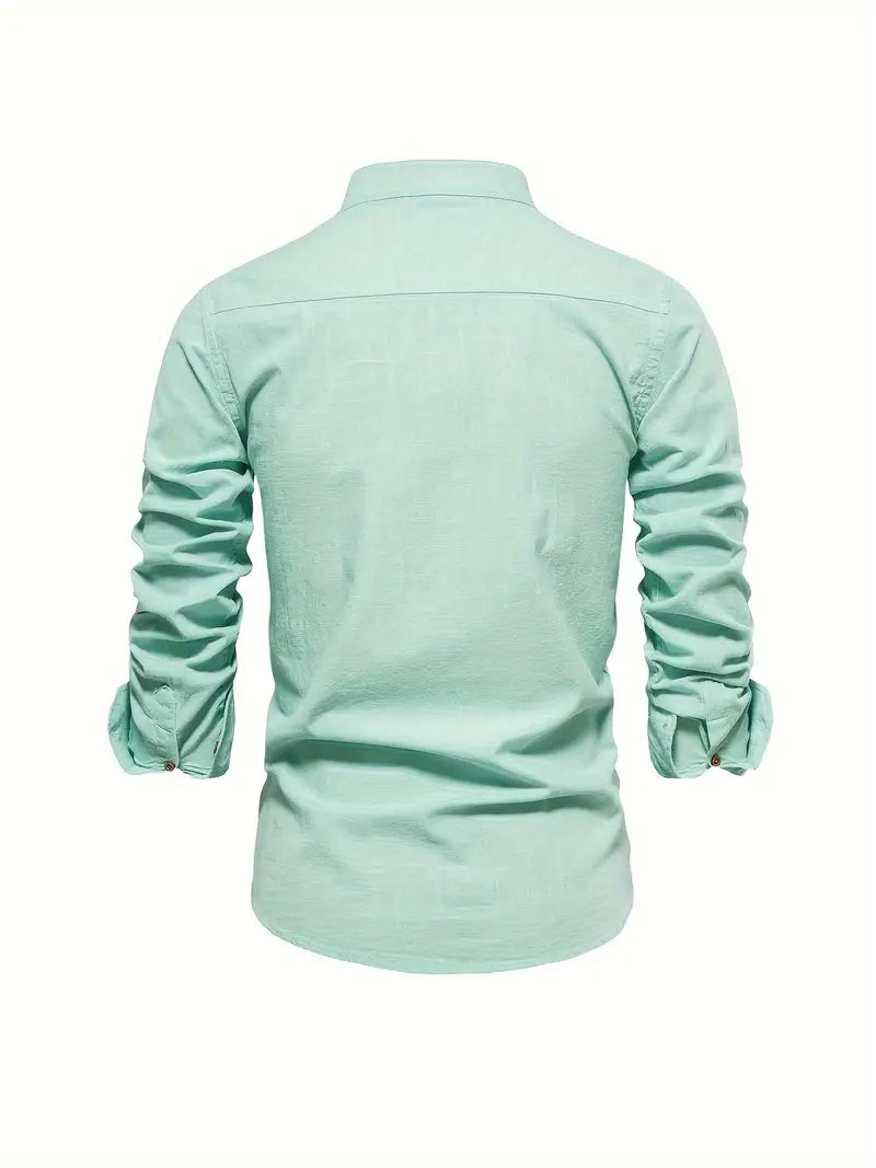 Ethan | Men's Mandarin Collar Button-Down Shirt