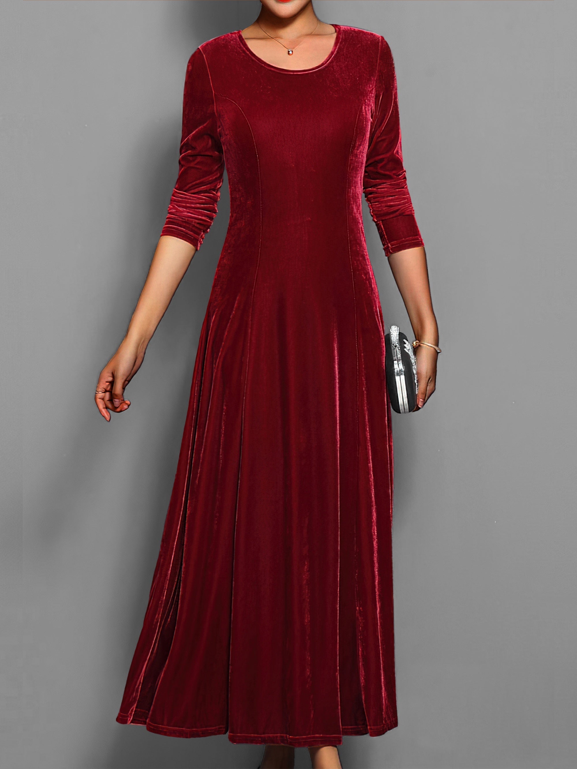Isabella | Women's Long Sleeve Velvet Evening Maxi Dress