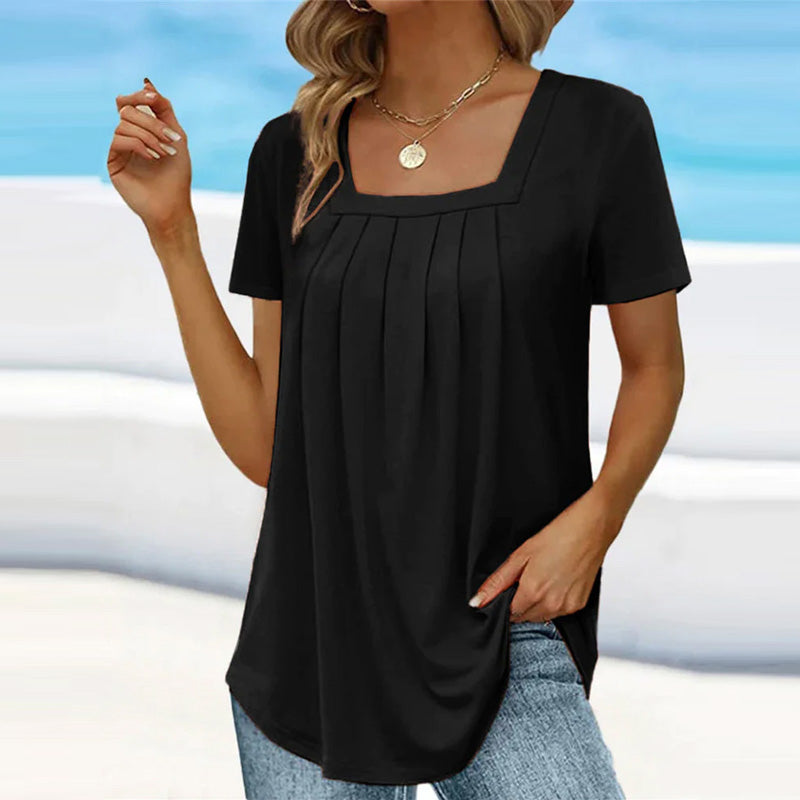Clara | Women's Square Neck Pleated Blouse