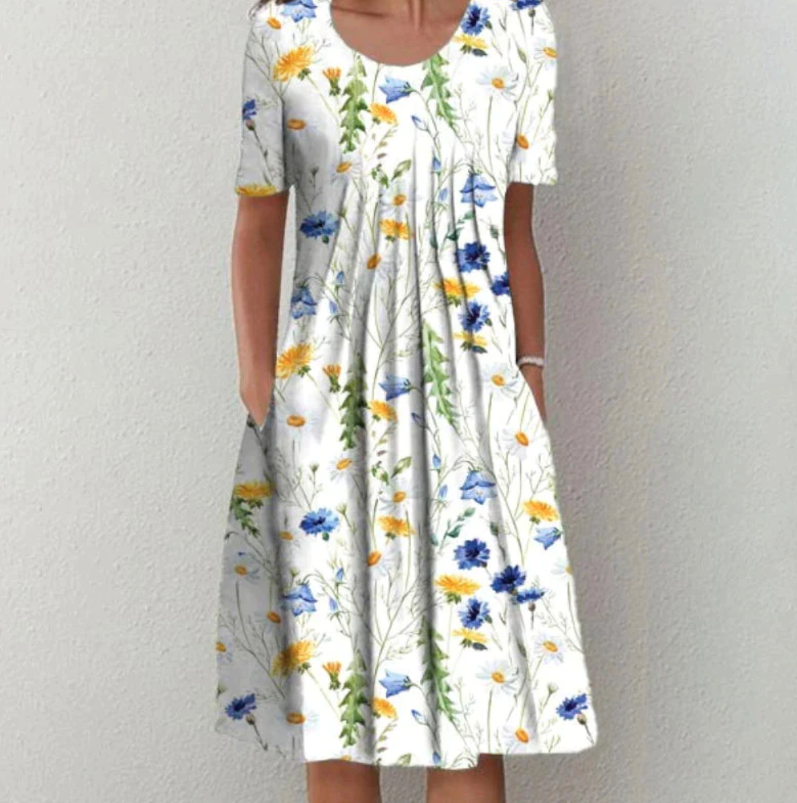 Lila | Women's Printed Pleated A-Line Summer Dress