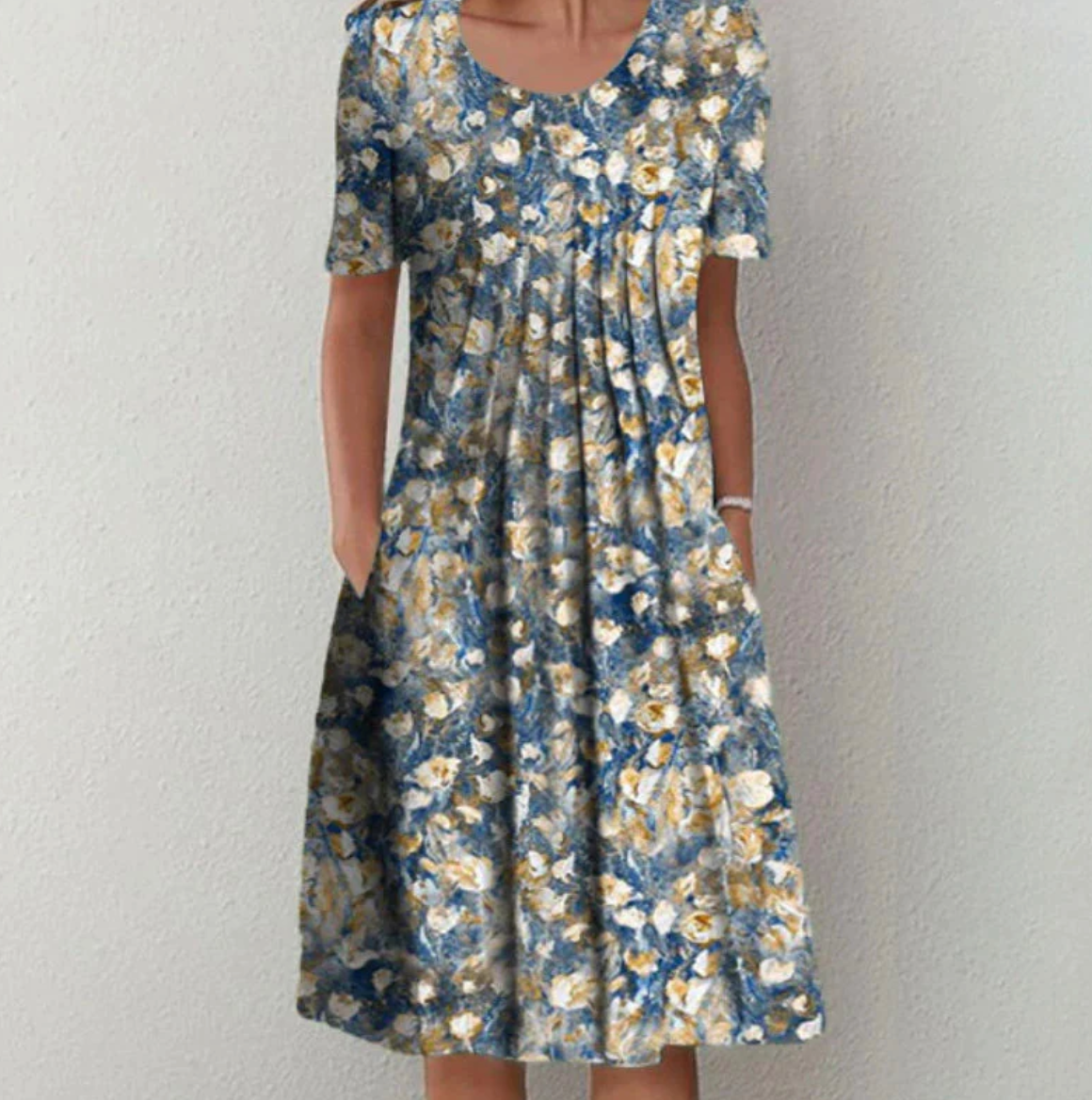 Lila | Women's Printed Pleated A-Line Summer Dress