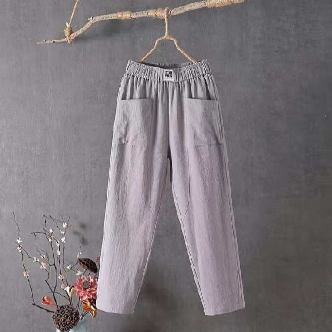 Mila | Women's High-Waist Linen Blend Trousers