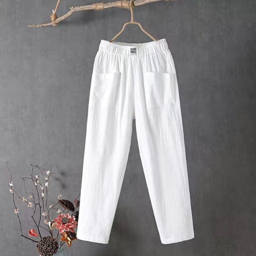 Mila | Women's High-Waist Linen Blend Trousers