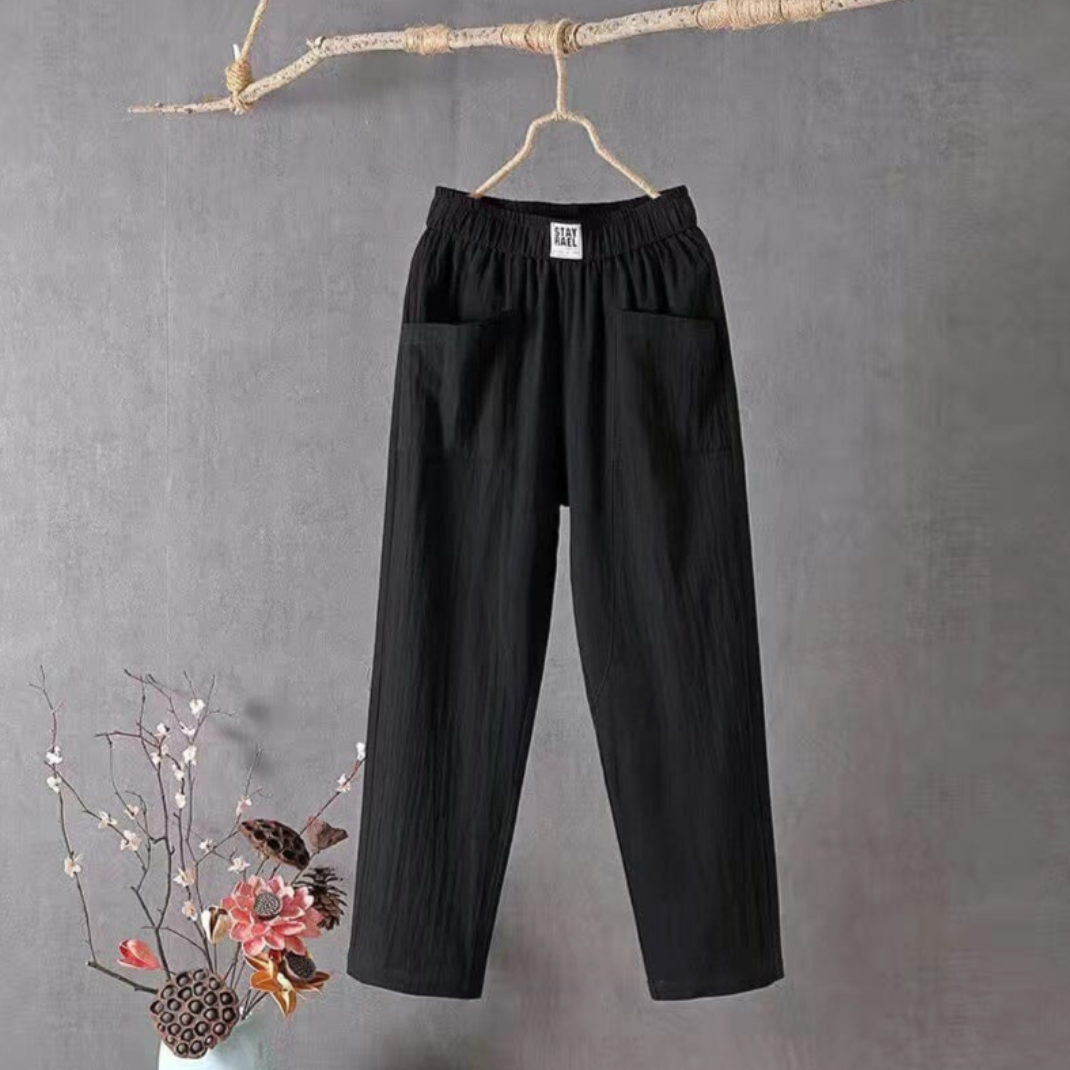 Mila | Women's High-Waist Linen Blend Trousers