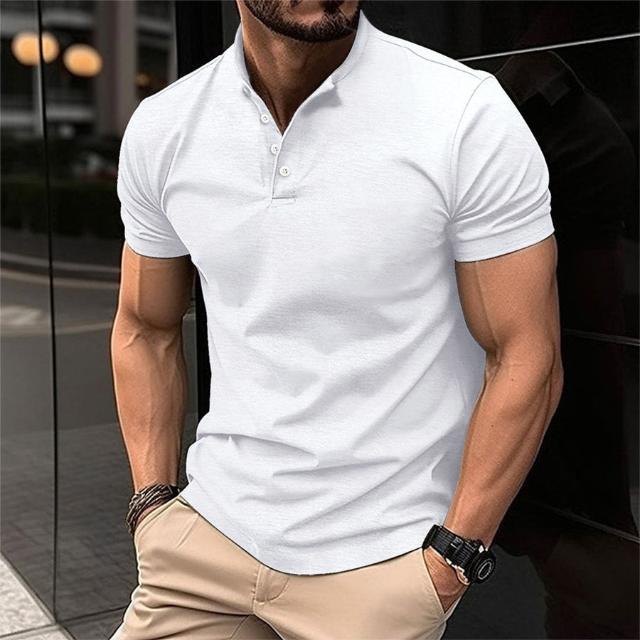 Victor | Men's Short Sleeve Henley Collar Polo Shirt